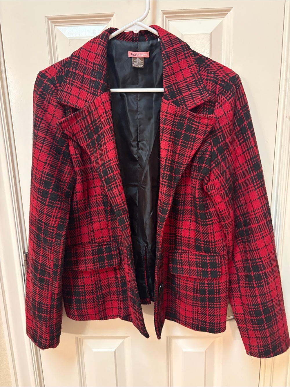 Max Rave Red and Black Plaid Blazer
